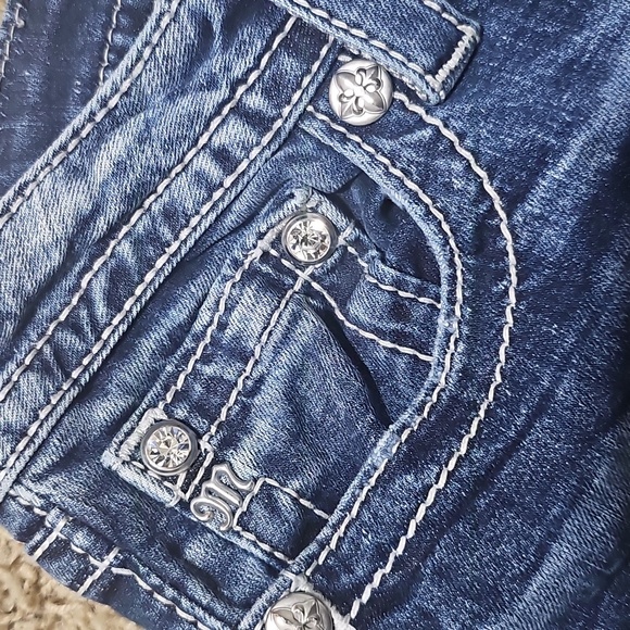 Miss Me Jeans Signature Crop 31 Denim Pants Capri Embellished Patchwork - Picture 3 of 10